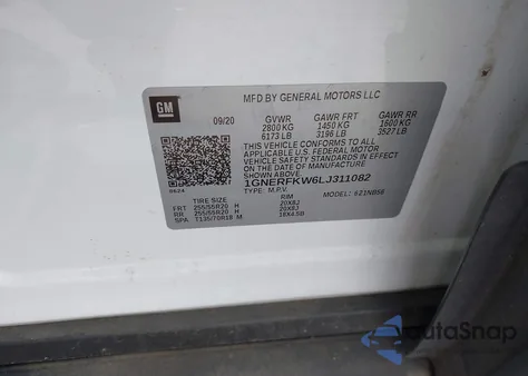 2020 Chevrolet Traverse Fwd Ls из США, поврежденный, VIN 1GNERFKW6LJ311082